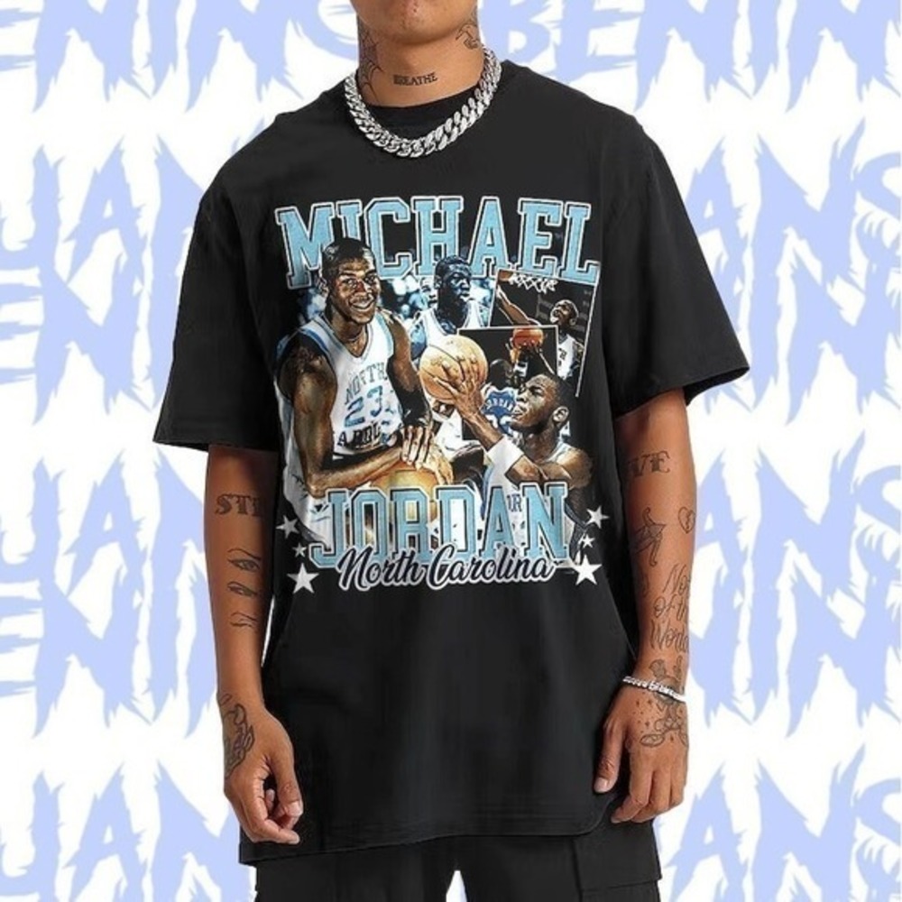 Michael Jordan Unc 90S Style Vintage Bootleg Tee Graphic T Shirt